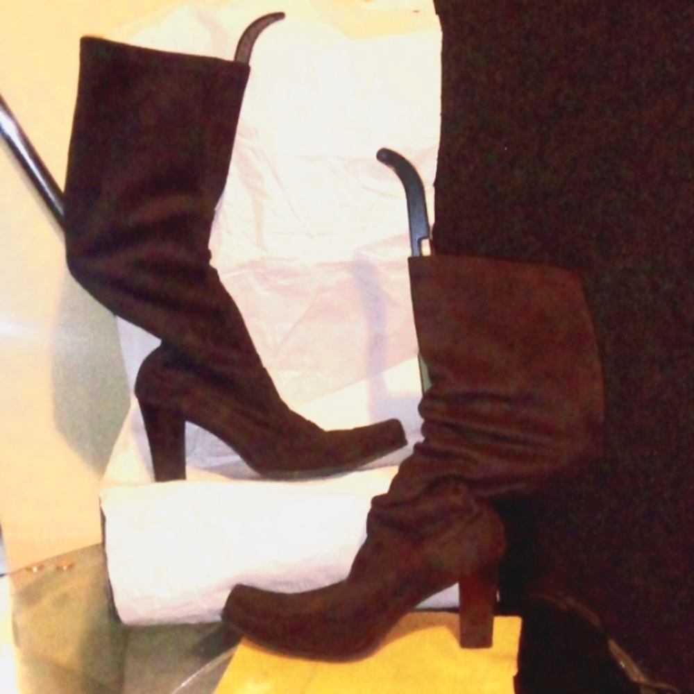 "FRANCO SARTO" Dark brown KNEE high zip-up 8" high heel boots SIZE: 8 @SEE PICS - Picture 6 of 8